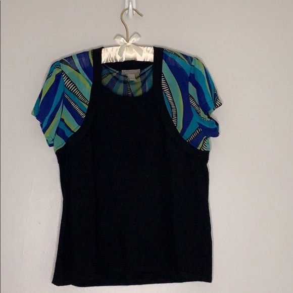 Investments abstract print top with crop jacket medium one piece - Picture 1 of 8
